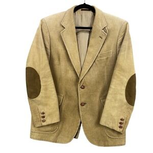 Vintage Alexander Shields Park Avenue NY Tan Corduroy Blazer Suede Elbow Patches